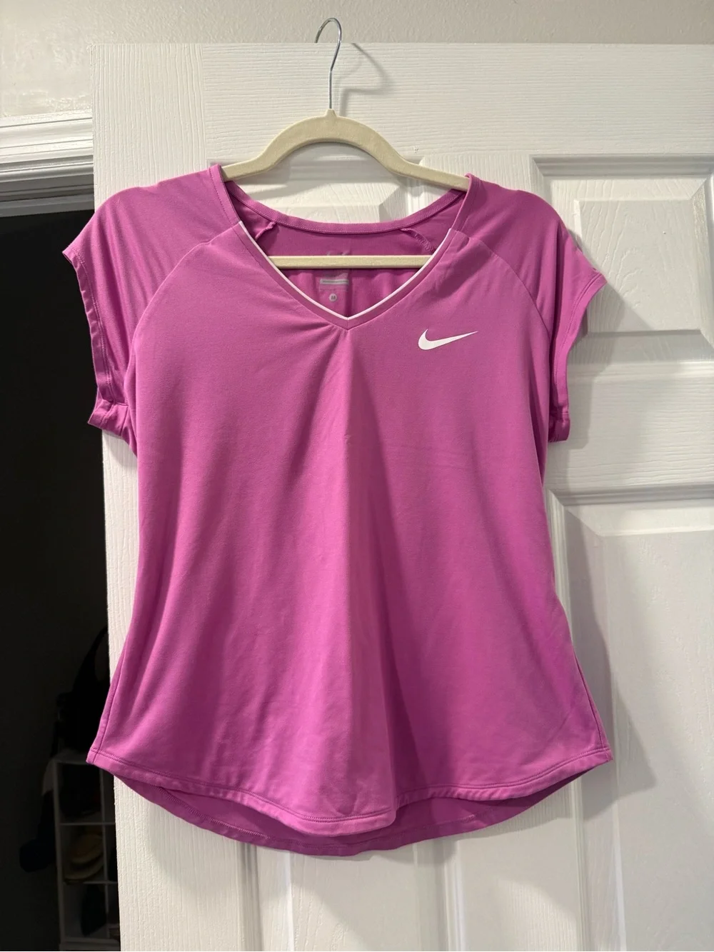 Nike Pink V-Neck Short Sleeve Dri-FIT Tee